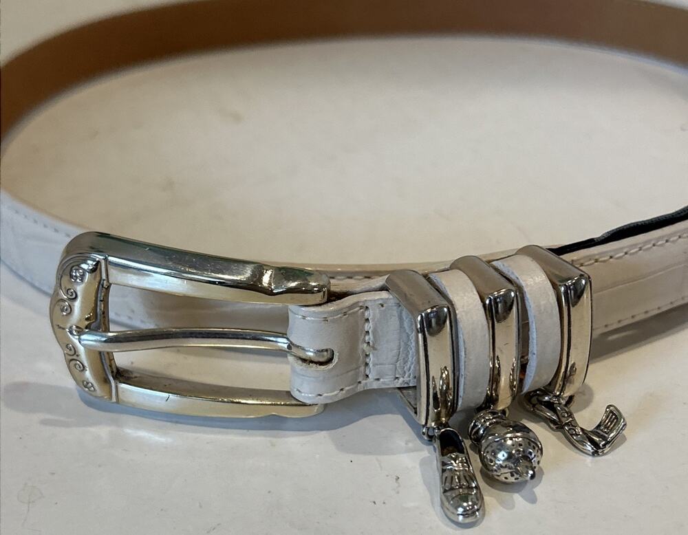 Brighton Leather Belt B30232 Size M 30 Cream Silver Golf Charms worn once